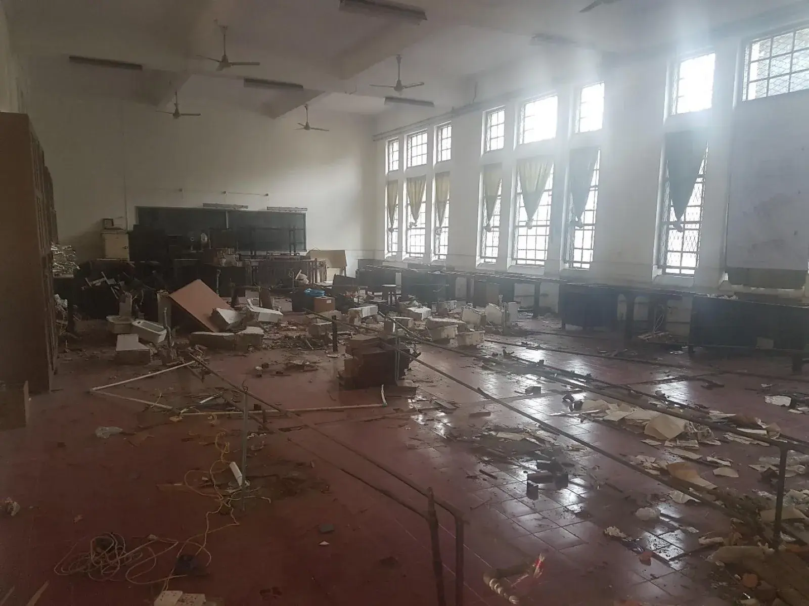 The microbiology laboratory stripped out before renovation